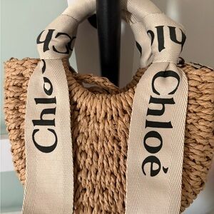 Inspired Chloé Woven Straw Tote with Logo Straps